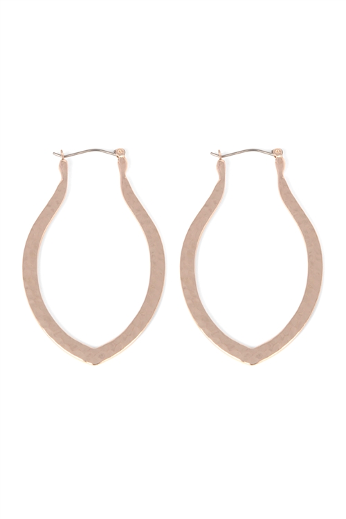 S21 3 4 A8E2094RG HAMMERED METAL HOOP EARRINGS ROSE GOLD 1PC   A8E2094RG 2T 