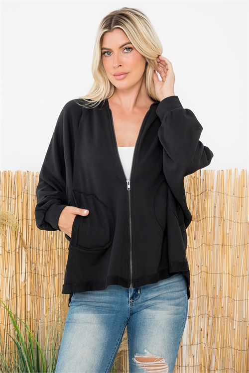 S6-3-1-J8321-BLACK ZIPPED JACKET WITH FRONT POCKET 2-2-2