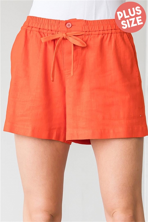 S11 2 4 S1017x Orange Plus Size Drawstring Elastic Wasit Shorts 4 1 1