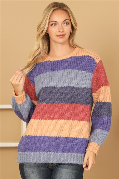 S14 1 4 S7026 Nude Multi Color Block Knitted Sweater 2 2