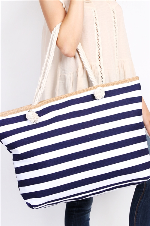 S17-9-1-HDG1636NV NAVY JUMBO STRIPE BAG/6PCS (NOW $4.50 ONLY!)